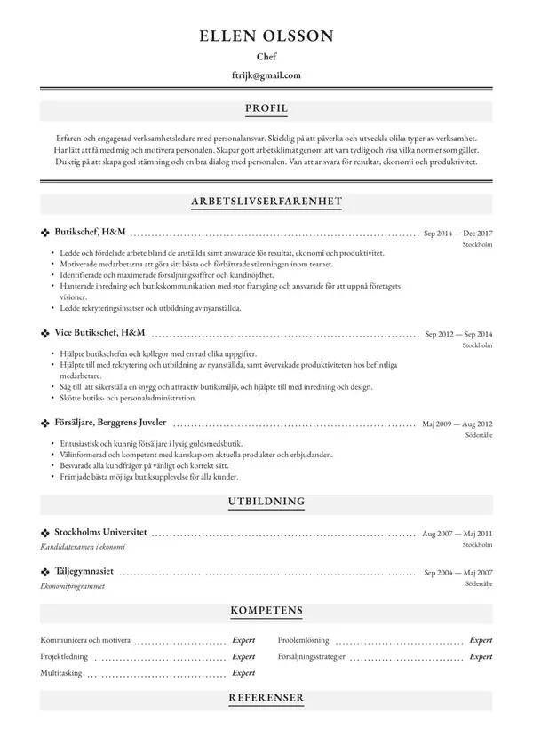 Chef CV-pohja — Tyyli 9