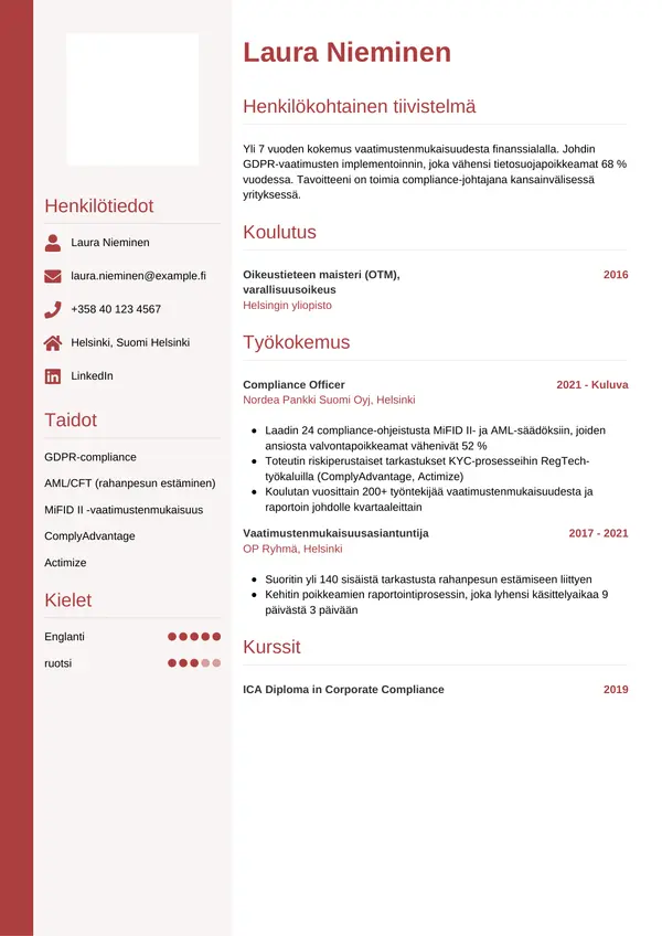 CV-pohja — Tyyli 10