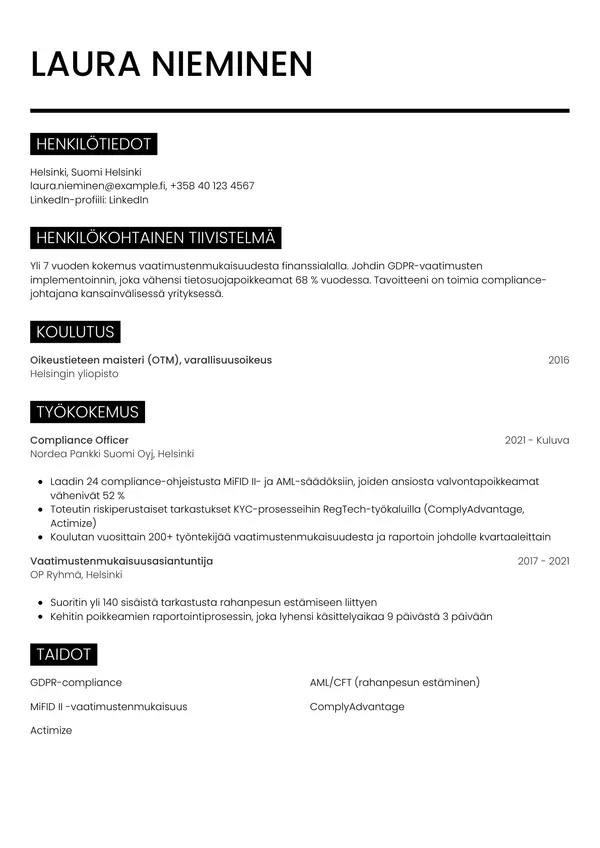 CV-pohja — Tyyli 11