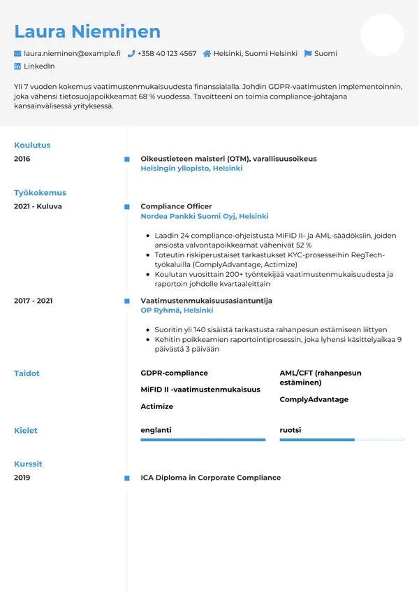 CV-pohja — Tyyli 2