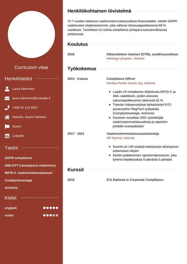 CV-pohja — Tyyli 5