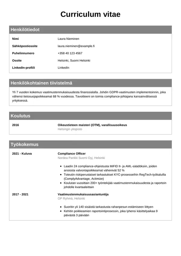 CV-pohja — Tyyli 7