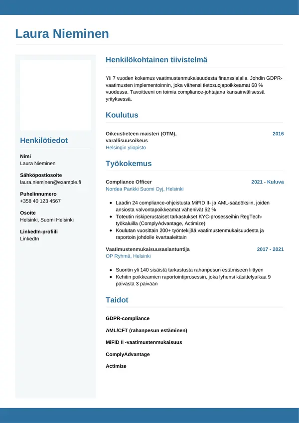 CV-pohja — Tyyli 9