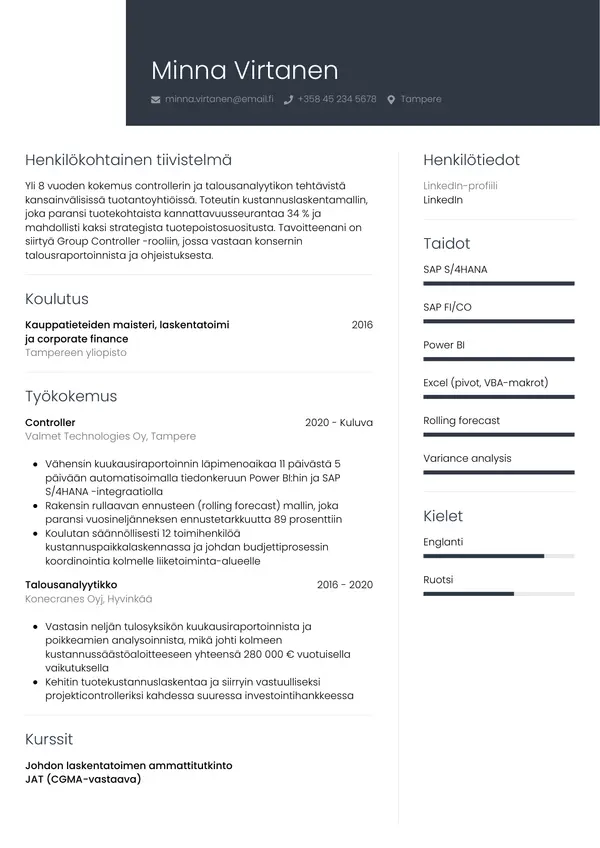 CV-pohja — Tyyli 1