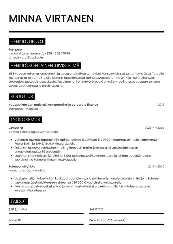 CV-pohja — Tyyli 11