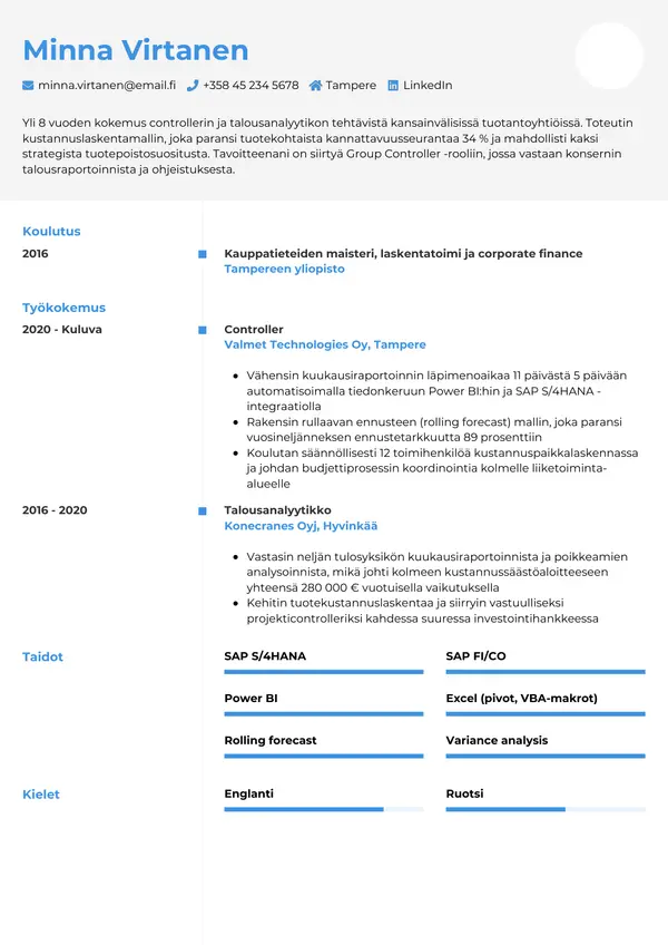 CV-pohja — Tyyli 2