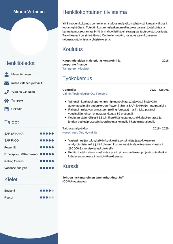 CV-pohja — Tyyli 4