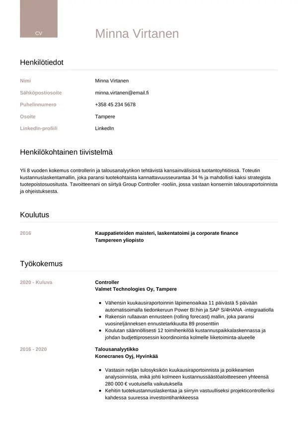 CV-pohja — Tyyli 6