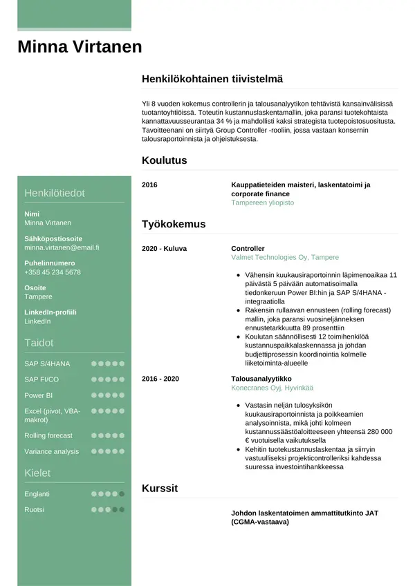 Controller CV-pohja — Tyyli 8