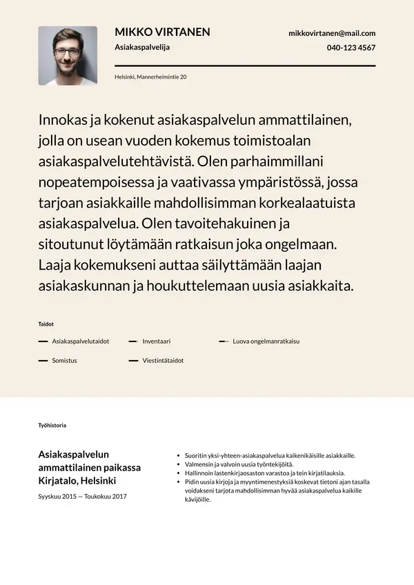 Copenhagen CV-pohja — Tyyli 1