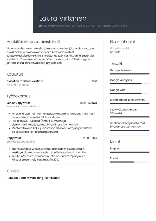 CV template Tyyli 1