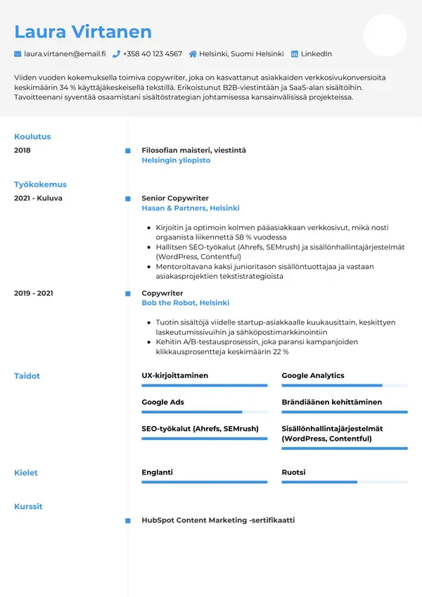 CV-pohja — Tyyli 2