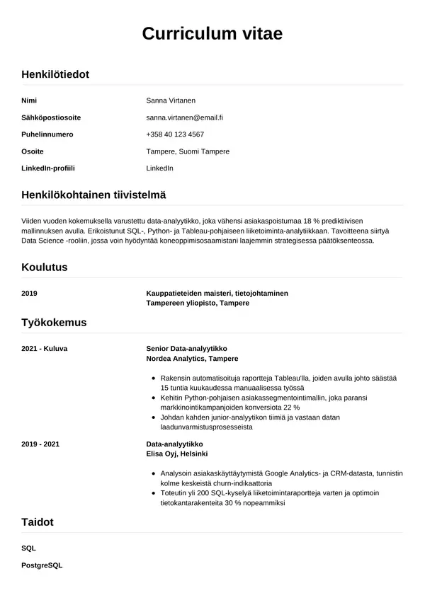 CV-pohja — Tyyli 12