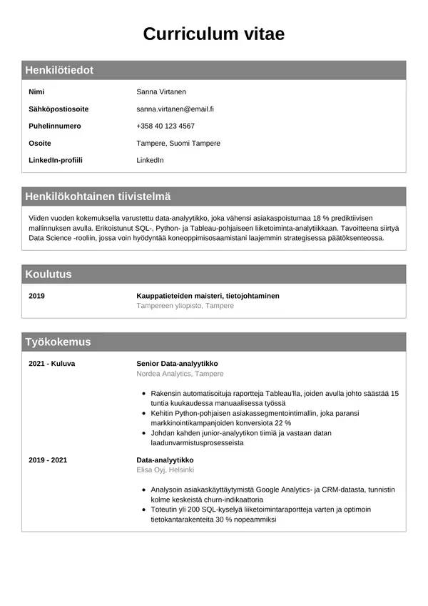 CV-pohja — Tyyli 7