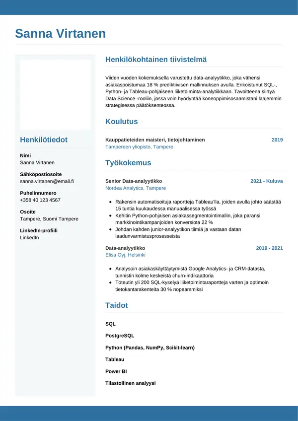 CV-pohja — Tyyli 9