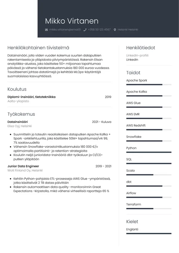 CV-pohja — Tyyli 1