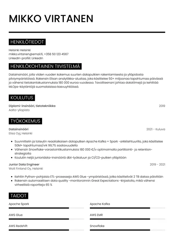 CV-pohja — Tyyli 11