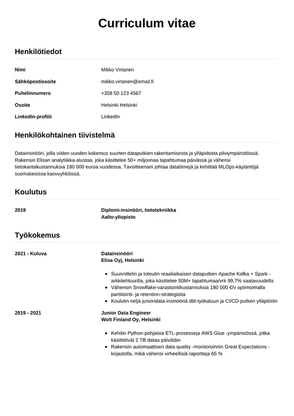 CV-pohja — Tyyli 12