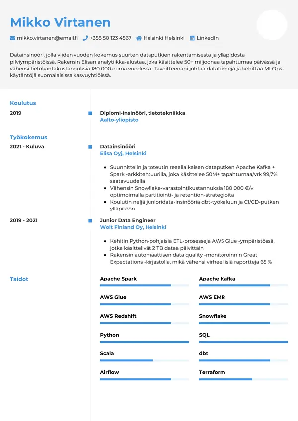 CV-pohja — Tyyli 2
