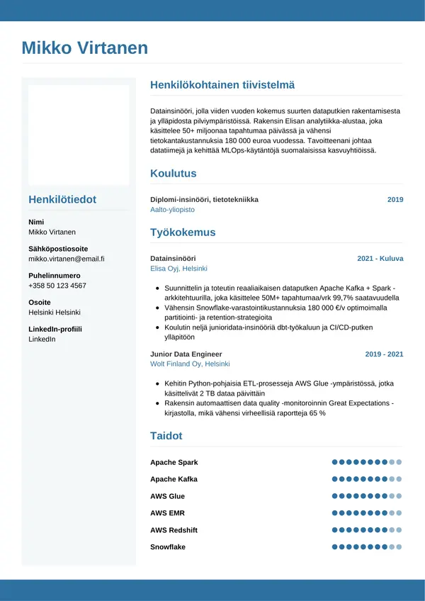 CV-pohja — Tyyli 9