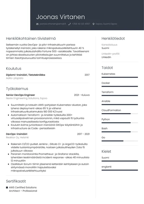 CV-pohja — Tyyli 1