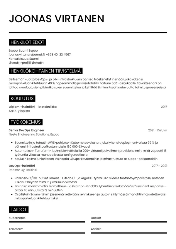 CV-pohja — Tyyli 11