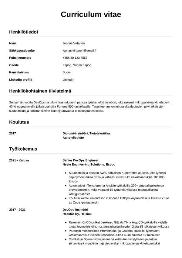 CV-pohja — Tyyli 12