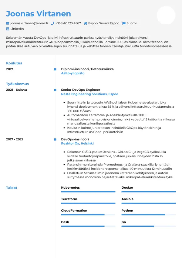 CV-pohja — Tyyli 2