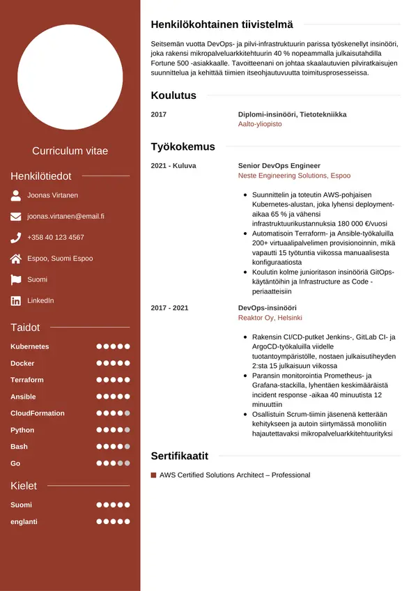 Devops Insinoori CV-pohja — Tyyli 5