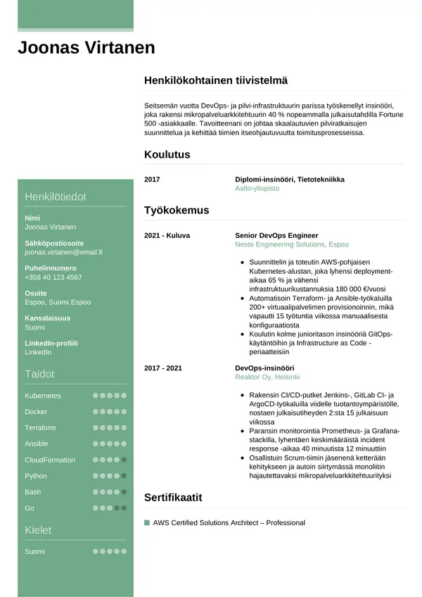 CV-pohja — Tyyli 8