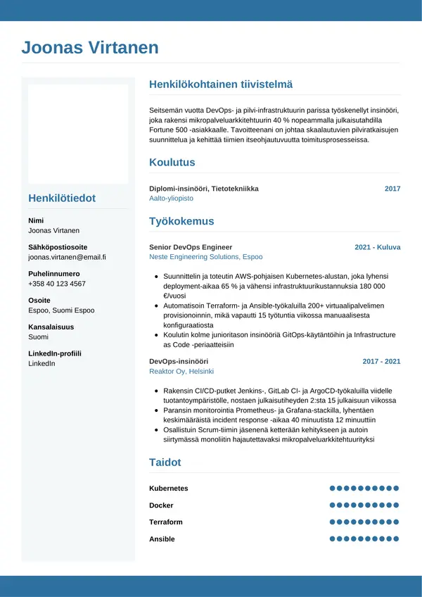 CV-pohja — Tyyli 9