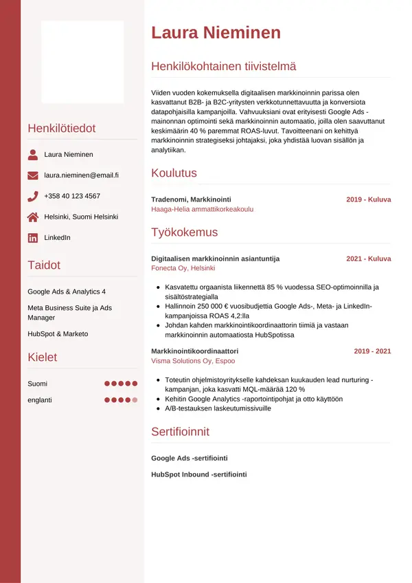 CV-pohja — Tyyli 10