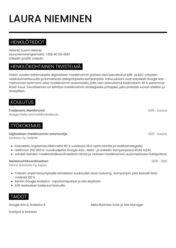 CV-pohja — Tyyli 11