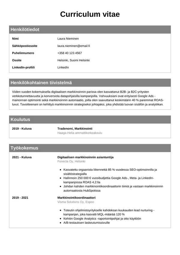 CV-pohja — Tyyli 7