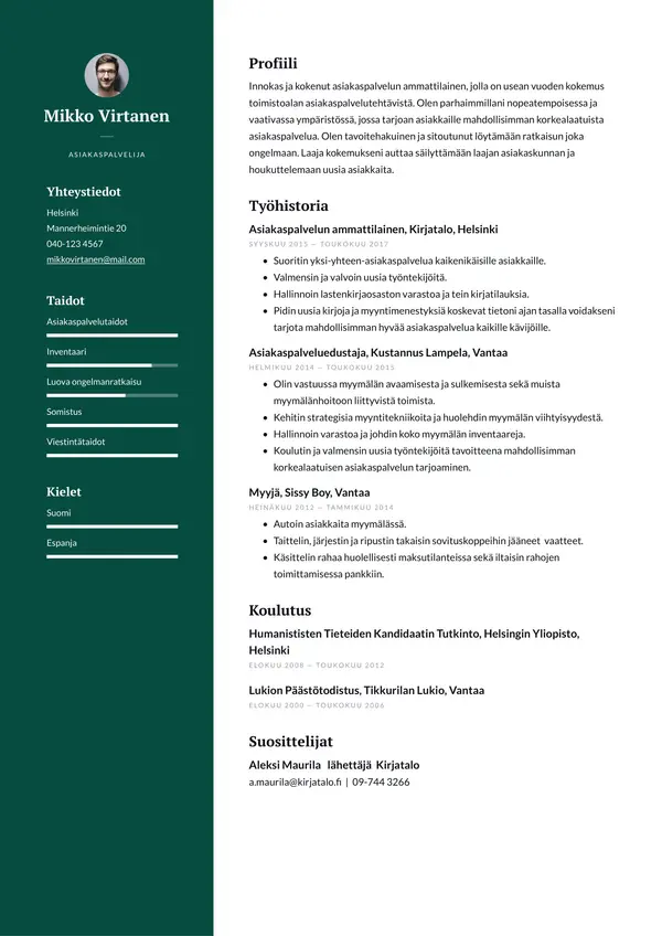 Dublin CV-pohja — Tyyli 1