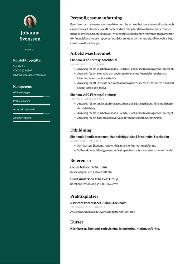 Ekonom CV-pohja — Tyyli 5