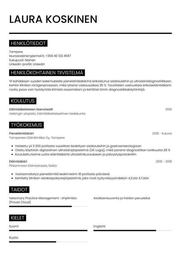 CV-pohja — Tyyli 11
