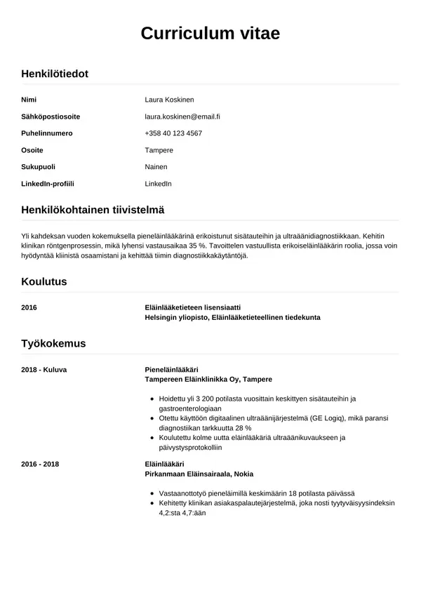 CV-pohja — Tyyli 12