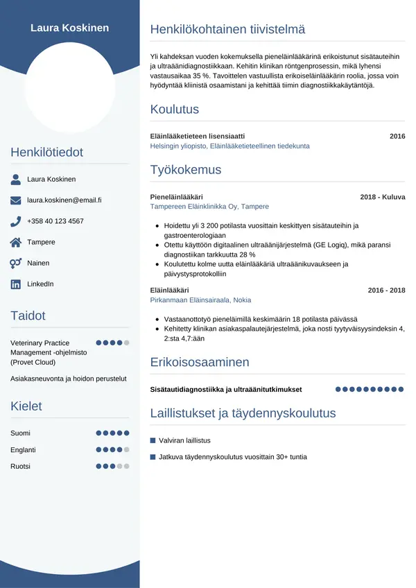 Elainlaakari CV-pohja — Tyyli 4
