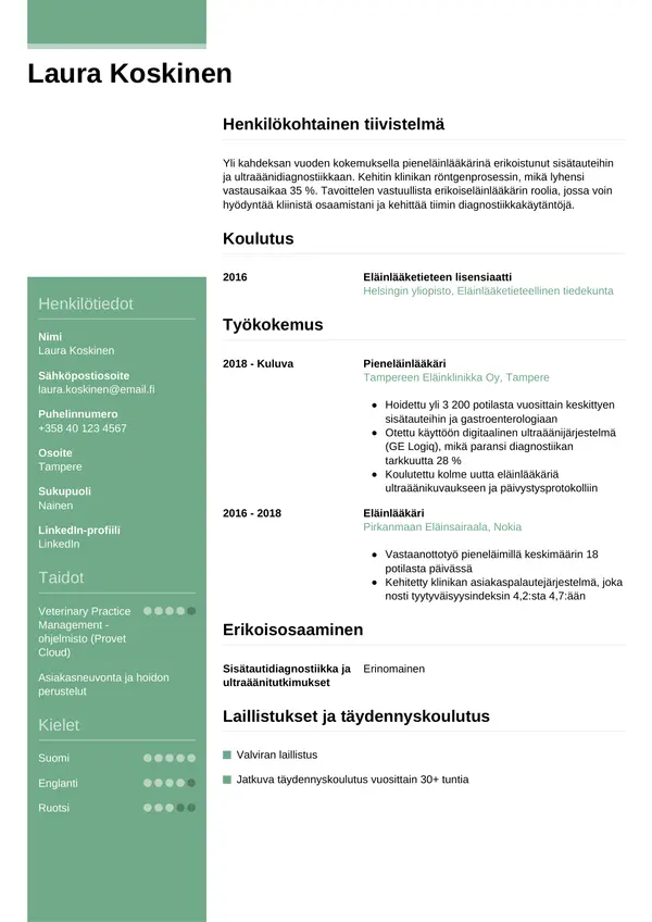 CV-pohja — Tyyli 8