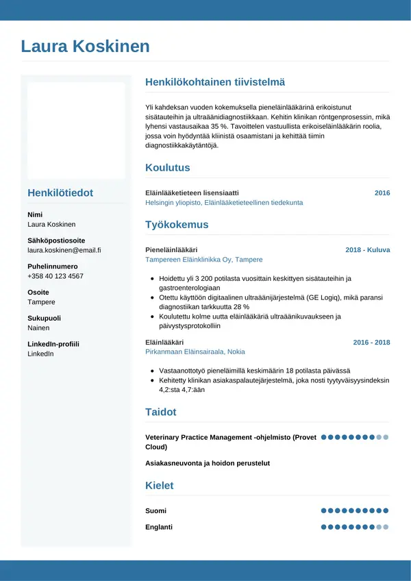 CV-pohja — Tyyli 9