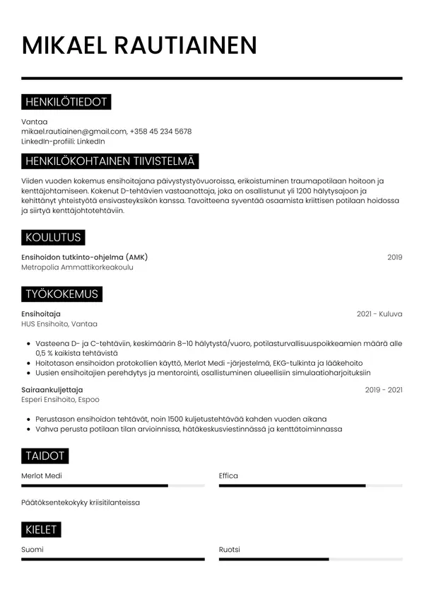 CV-pohja — Tyyli 11