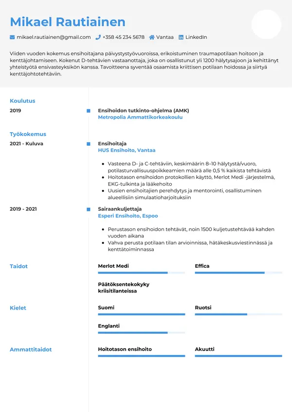 CV-pohja — Tyyli 2