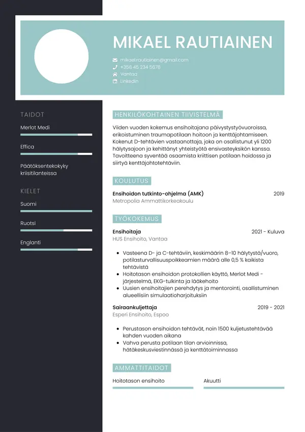 CV-pohja — Tyyli 3