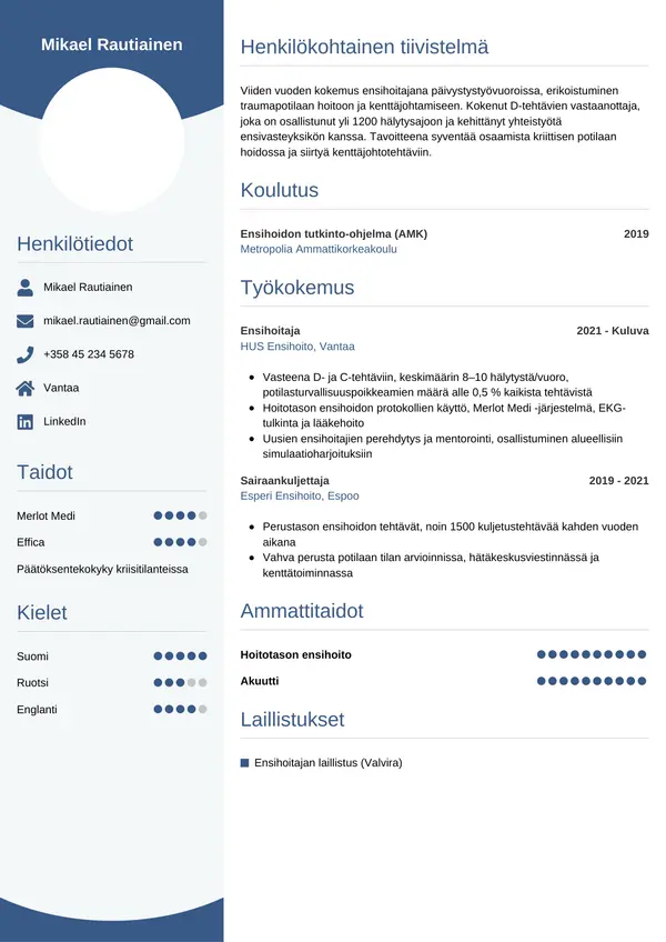 CV-pohja — Tyyli 4