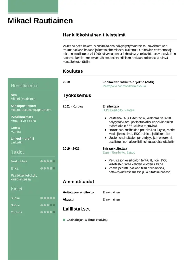 CV-pohja — Tyyli 8