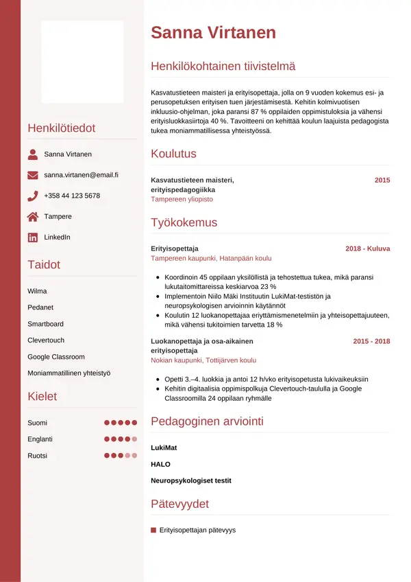 CV-pohja — Tyyli 10