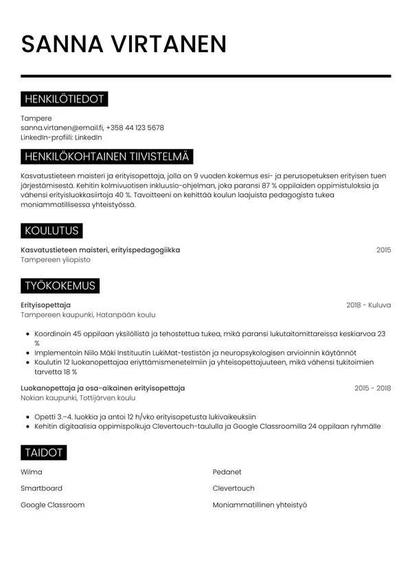 CV-pohja — Tyyli 11