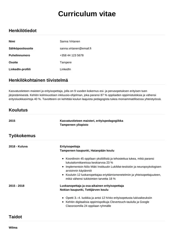 CV-pohja — Tyyli 12