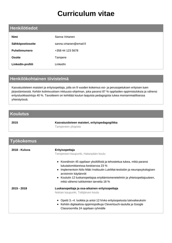 CV-pohja — Tyyli 7